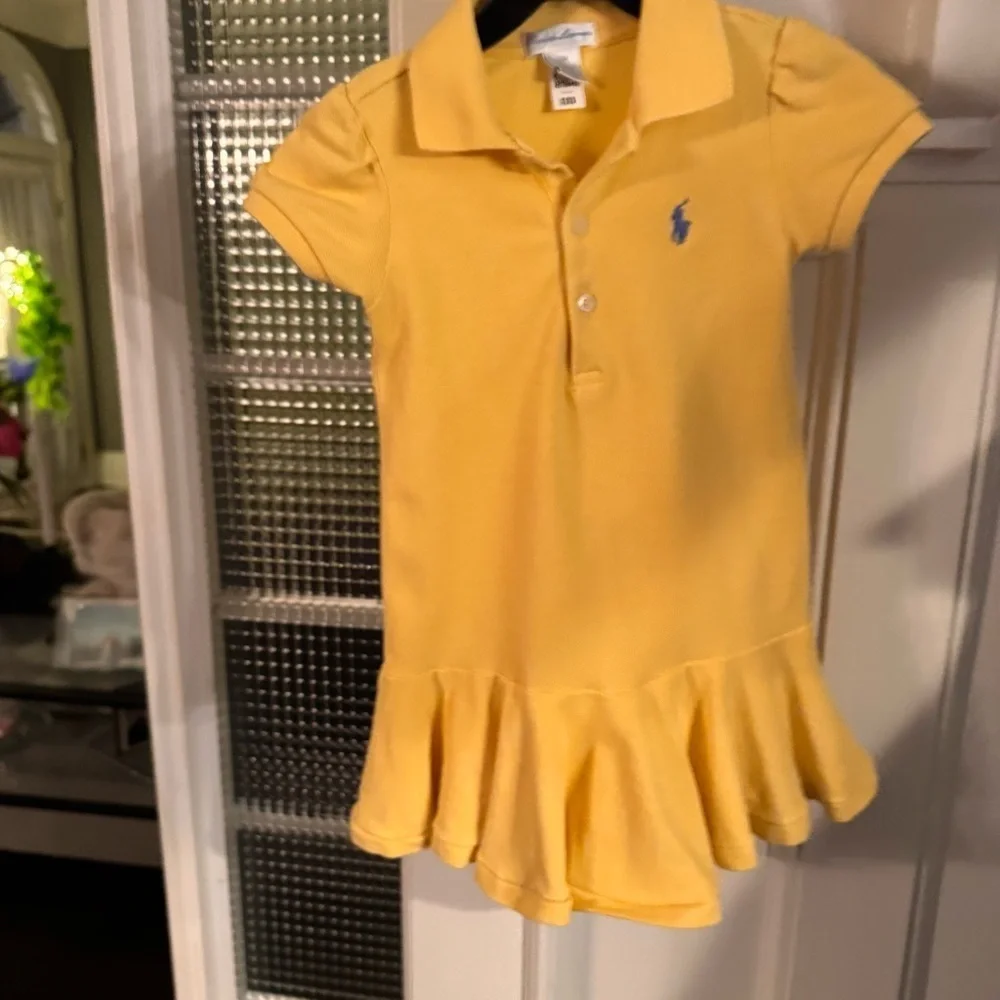 Ralph Lauren Toddler Girls 12 Months Short Sleeve Polo Dress - Yellow